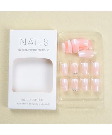 SINLOV Short Medium Square Fake Nails Crystal Glossy Press on False Nails Pink Nude Ballerina Artificial Finger Nails French Full Cover False Nails for Women and Girls - Buy Online on GoSupps.com