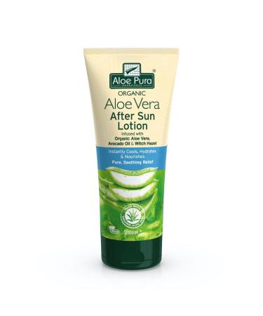 Aloe Pura Organic Aloe Vera Aftersun Lotion Natural Vegan Cruelty Free Paraben & SLS Free Soothing 200ml 200 ml (Pack of 1) After Sun single