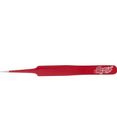Excel Straight Point Tweezer  Red Red Straight Pointed