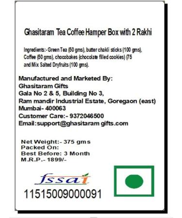 Ghasitaram Gifts Jaiccha Rakhi for Brother Ghasitaram Tea Coffee Hamper Box with 2 Rakhis - Buy Online on GoSupps.com