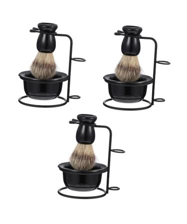 Fomiyes 3 sentences beard set Razor brushwood wear-resistant razor brush hard make-up case shaver for men metal bracket shaving bowl frame hair soap man stainless steel male