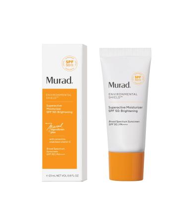 Murad Superactive Brightening Moisturizer SPF 50 Travel - Vitamin C Packed Hydrating Ulta Sheer Facial Sunscreen W/Lipid-boosting Technology for Preventative Aging Protection from UVA/UVB (0.8 Fl Oz)
