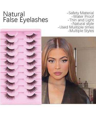 AYNKH False Eyelashes 10 Pairs Half Lashes Natural Looking Eye Lashes Wispy Eyelashes Cat Eye Wispy Corner Lashes Reusable 3/4 Transparent Fake Lashes with Clip - Buy Online on GoSupps.com