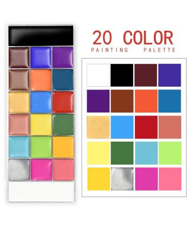 JACHOYI 20 Colors Face Body Paint Kit - Professional Cosplay & Halloween Makeup with Brushes | Perfect for Parties & Arts - Buy Online on GoSupps.com