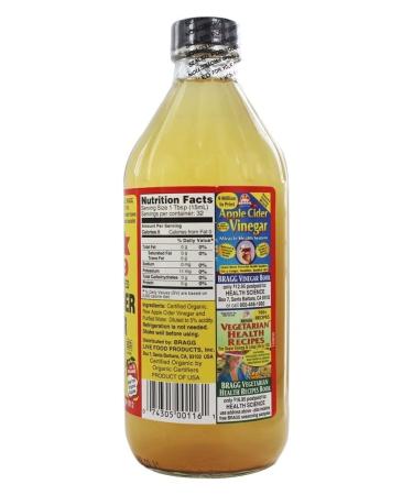 Bragg Organic Raw Apple Cider Vinegar 16 Fl Oz - Pure & Unfiltered - Buy Online on GoSupps.com