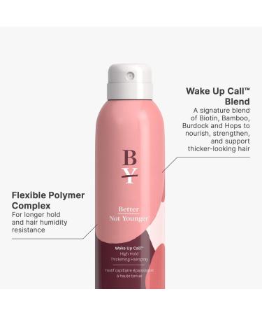 Better Not Younger WAKE UP CALL Hair Thickening Spray made with Biotin Bamboo Burdock and Hops - Volumizing Hairspray for Women Over 40 6 oz - DUO Bundle Wake Up Call Spray 2-Pack - Buy Online on GoSupps.com