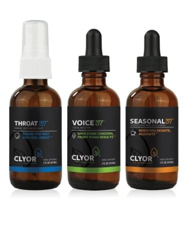 CLYOR Voice37 Singers Voice Remedy Throat37 Sore Throat Remedy Seasonal37 Cold Remedy   All Natural Vocal Booster Sore Throat Remedy Cold Remedy. Bundle of All 3 Bottles