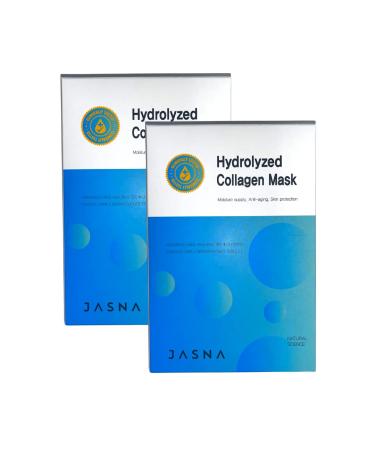 Jasna Korean Beauty Hydrolyzed Collagen Hyaluronic Acid Face Mask 10 Pack | Anti-Wrinkle and Improves Skin Elasticity | Collagen and Hyaluronic Acid Infused