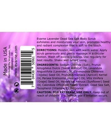 Evarne Lavender Dead Sea Salt Body Scrub with 7 Essential Oils, Calendula & Vitamin E - Buy Online on GoSupps.com