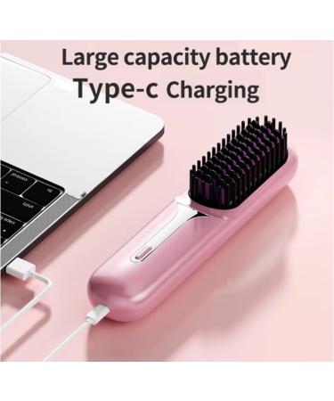 Portable Rechargeable Hair Straightening Brush - USB Multi-Functional Styling Brush for Women & Men (Pink - Buy Online on GoSupps.com