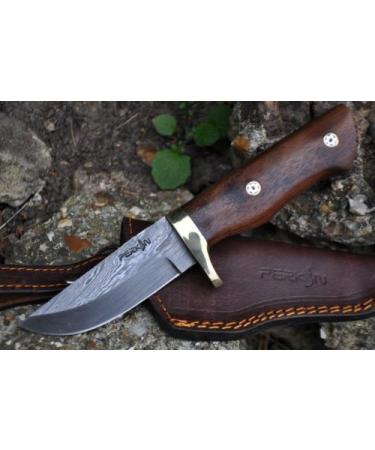 Perkin Handmade Damascus Hunting Knife - AR100