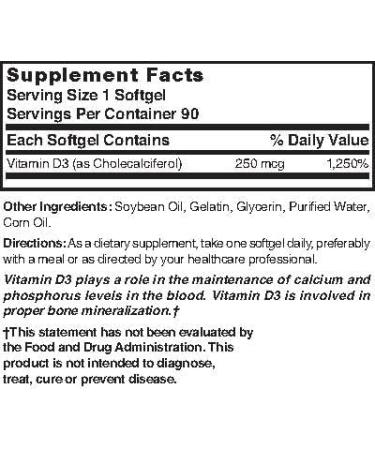 Nature's Blend Vitamin D3 250 MCG (10 000 IU) 90 SOFTGELS - Buy Online on GoSupps.com