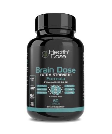 Brain Dose Premium Nootropics - Mental Focus Natural Energy & Vitamins - Caffeine-Free 60-Count - for Men & Women. 1