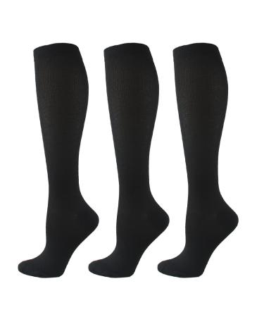 HYCOPROT Compression Socks for Women & Men Circulation (3 Pairs) 15-20 mmHg for Athletics Running Nurses Pregnancy Travel Black Large-X-Large