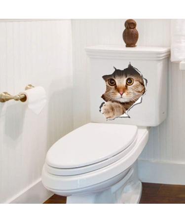 U-M 1 Sheet Funny Cat Dog 3D Wall Sticker Hole View Living Room Wall Decal Toilet Seat Cover Lid Sticker Mural Art Poster Background Bathroom Bedroom Cat as shown - Buy Online on GoSupps.com