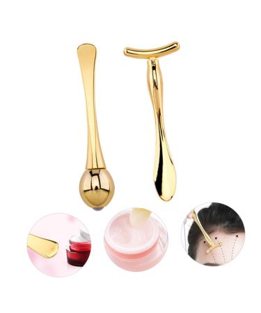 1 Set cream spoon eye cream roller applicator the face tool eye cream massage applicator applicator thin face artifact essence eye cream Skin Care Massage Tool cosmetic 9.6x3.5cm Golden