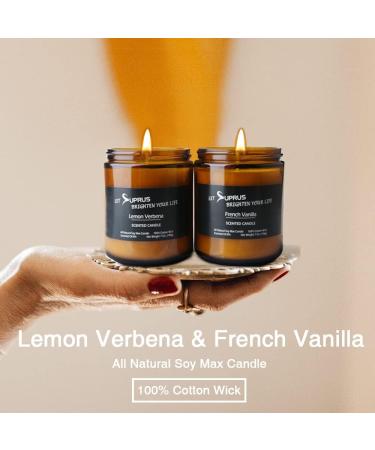 Shop SUPRUS Arc Rechargeable Lighter & Scented Candle Gift Set | Father's Day Sale - 100% Natural Soy Wax Stress Relief (French Vanilla + Lemon Verbena - Buy Online on GoSupps.com
