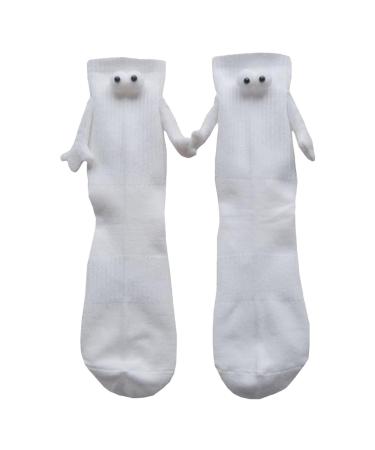 Lamptti Couple Socks Holding Hands 1/2 Pair Funny Magnetic Suction 3D Doll Couple Socks Unisex Novelty Couple Holding Hands Sock A: 1pair White