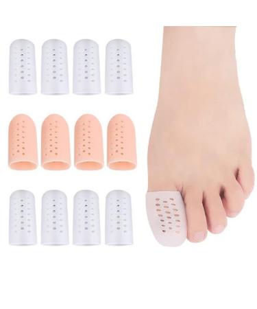 Large toe caps 12 pieces breathable silicone toe protection toe proteh with holes offers pain relief for corns blisters missing or ingrown toenails