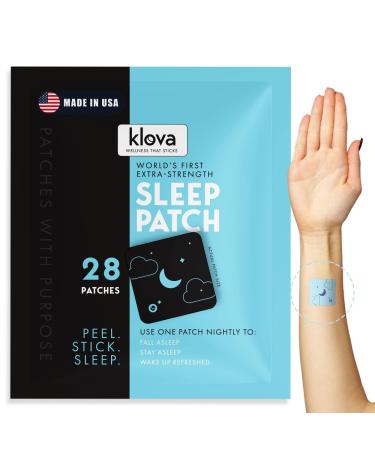 Klova Extra Strength Sleep Patches for Adults | Natural Sleep Aid with 6mg Melatonin Valerian & L-Theanine | Non-Habit-Forming Deep Sleep Support for Men & Women | 28 Patches