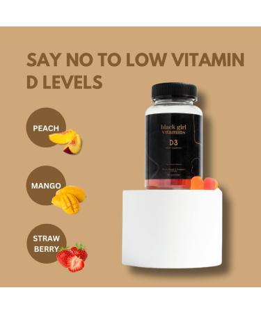 Black Girl Vitamins - Vitamin D3 Gummies for Immune Energy and Bone Support 2000IU (50mcg) Vitamin D per Serving Gluten-Free Vitamin D Gummies 30 Day Supply - Buy Online on GoSupps.com