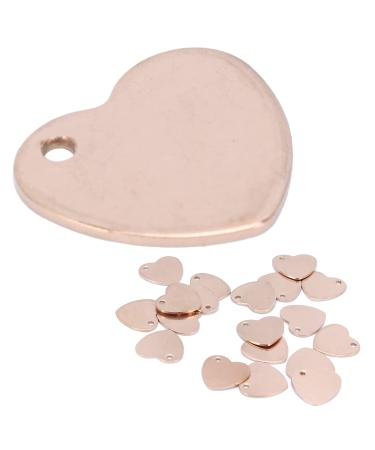 Pet Name Tag Heart Shape Personalized Dog Tags Stainless Steel 20pcs Long Lasting Cat Tags DIY Pet ID Tag for Pet Jewelry(Heart-Rose Gold 13 * 14mm 20 pcs)