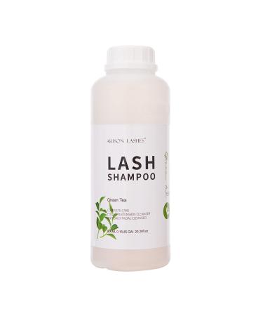 Eyelash extension shampoo 600ml/eyelid foaming cleaner/detergent for extensions and natural eyelashes/parabens & sulfate free Safe makeup/professional & self-use (green tea) 600ml-green tea