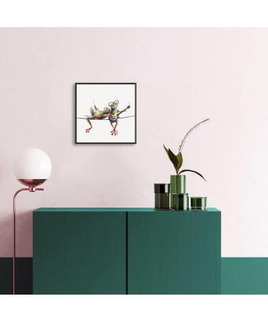 Yidepot Canvas Frog Wall Art Decor - Happy Frogs with Glasses - 30x30CM Framed - Buy Online on GoSupps.com