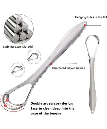 2 Pieces Stainless Steel Tongue Cleaner & Scraper Set - Oral Hygiene & Fresh Breath in Convenient Box - Buy Online on GoSupps.com