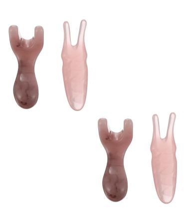 Tovinanna 4 pieces massage device Face spatula Face tools Guasha-Schaber Massage tools Schaben tools from jade pen beeswax massage comb pink body 11x4.5cmx2pc Rosax2st