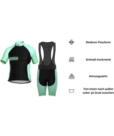Wolfire WF Men's Bicycle Clothing Set - Racing Bike Jersey & Padded Bib Pants with 12D Gel Pad - Short Sleeve MTB Radtrikot - Aquamarin-Race L - Buy Online on GoSupps.com