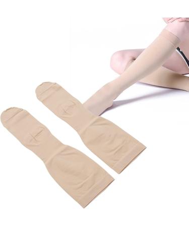 Compression Stockings 23-32 mmHg Knee High - Skin Color Varicose Vein Support for Women - Oversize 3XL Tight Toe Wide Calves - Buy Online on GoSupps.com
