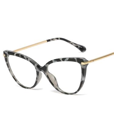 KDOQ Tr90 Cat Eye Blue Light Blocking Glasses for Women Anti Eyestrain Computer Gamer Eyewear Leopard