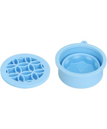 Makeup Brush Scrubber Multifunctional 2 in 1 Folding Palm Size Portable Makeup Brush Cleaning Bowl for Daily (Blue) - Buy Online on GoSupps.com