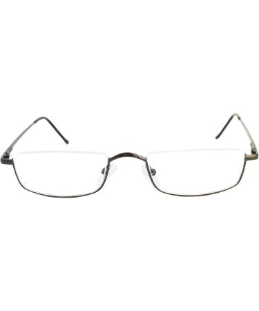 Shop Mini Metal Semi-Rimless Reading Glasses - Stylish Rectangular Design Stainless Steel Frame with Spring Hinge 1.5 Diopters for Men & Women - Buy Online on GoSupps.com