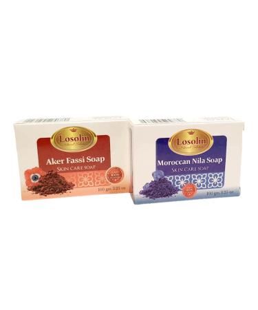 Losolin Moroccan Nila Soap and Aker Fassi Soap 1+1 Pack | 2 x 100 gm |                           + 1                              |