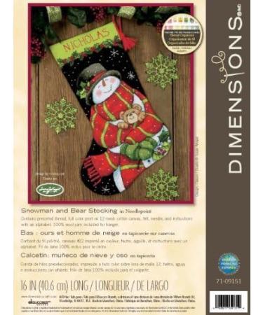 Dimensions Snowman and Bear Needlepoint Christmas Stocking Kit - 16 Long - Multicolor - 6 Piece - Buy Online on GoSupps.com