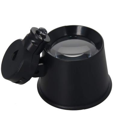 Othmro 1Pcs 10X Handheld Magnifier Lens, Diameter 0.98inch Magnifying Glass, Black Round Magnifying Loupe Glasses with 1 LED Light for Hobbyists Stamp Collectors Jewelers Watch Repairman 25mm 10x