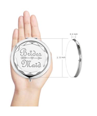 Bachelorette Party Gifts- 2 Pack Crystal Compact Makeup Mirrors for Bride and Bridesmaids in Silver - Wedding Bridal Party Proposal Gifts - Buy Online on GoSupps.com