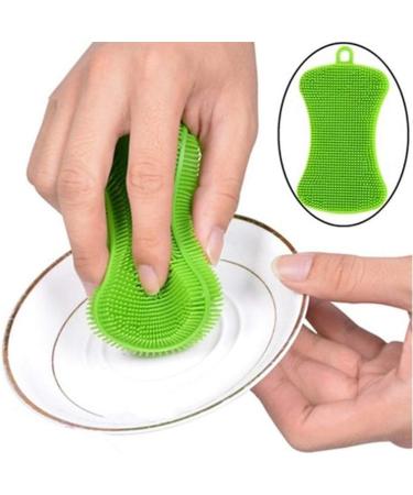 Silicone Sponge Kitchen Dish Cleaning Sponge Multi-purpose Scrubber Cleaning Pot Cleaning Brush Panda Bowl Fruit Vegetable Green - Buy Online on GoSupps.com