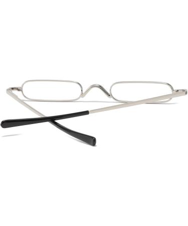KoKoBin Mini Slim Reading Glasses - Spring Hinge Metal Reading Aid for Unisex - Silver +2.0 with Case | International Shipping - Buy Online on GoSupps.com