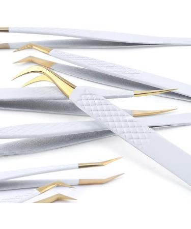 Premium Stainless Steel Tweezers Set for Eyelash Extensions & Eyebrows - Precision Makeup Tools for Beauty Enthusiasts - Buy Online on GoSupps.com