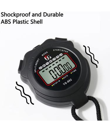 Sports Stopwatch Timer - Digital Clock Calendar Alarm - Shockproof for Running Swimming Referee - Black (2 Pcs) - Buy Online on GoSupps.com