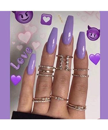 Sethain shiny purely wrong nails tips purple ballerina wrong fingernails long complete cover 24 pieces press on nail for women and girls