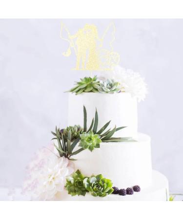 Fishing Wedding Cake Topper - Bride and Groom Fishing Themed Wedding Party Decorations Funny Mr & Mrs Wedding Cake Decors Gold Glitter - Buy Online on GoSupps.com