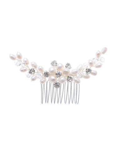 Didiseaon Rhinestone Bridal Comb Bridal Hair Combs Bridal Hair Clip Bridal Headpiece Hair Teasing Comb Floral Hair Accessories Honey Brows Tiara Bride Abs Pearl Decorate