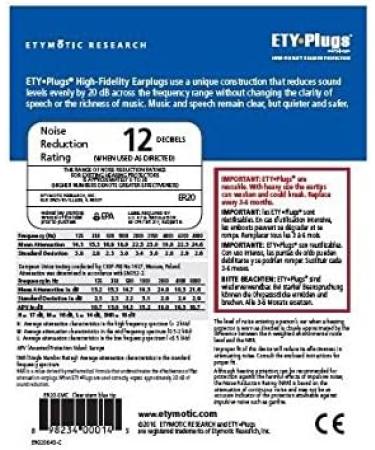 Etymotic Research ER20 High-Fidelity Earplugs - Universal Hearing Protection for Concerts, Musicians, Airplanes, and Motorcycles (Standard, Clear Stem with Blue Tip) - Buy Online on GoSupps.com