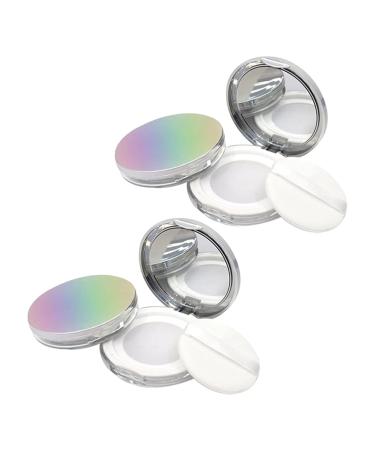 Healifty 2 x portable empty powder containers 5 g for cosmetics make-up loose powder box with powder quatst and sieve for home and travel