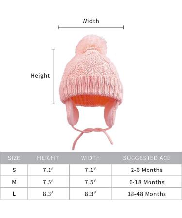 Pesaat Baby Knitted Winter Earflap Hat | Fleece Lined Beanie for Infant Toddler Boys Girls | Pompom, Skin Pink, 6-12 Months - Buy Online on GoSupps.com