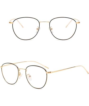 Flydo Women's Blue Light Filter Glasses - Retro Round Metal Frame Anti-Fatigue UV Protection Blue Light Blocking Available in Black & Gold - Buy Online on GoSupps.com